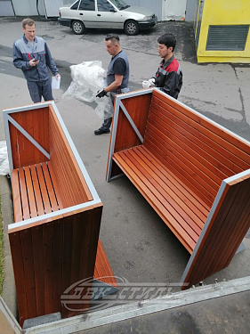 Скамейка стальная «Уэр» с высокой спинкой.  �4